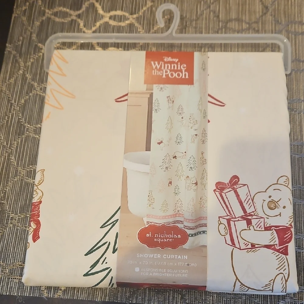 Disney Winnie the Pooh Christmas Fabric  Shower Curtain 70x70